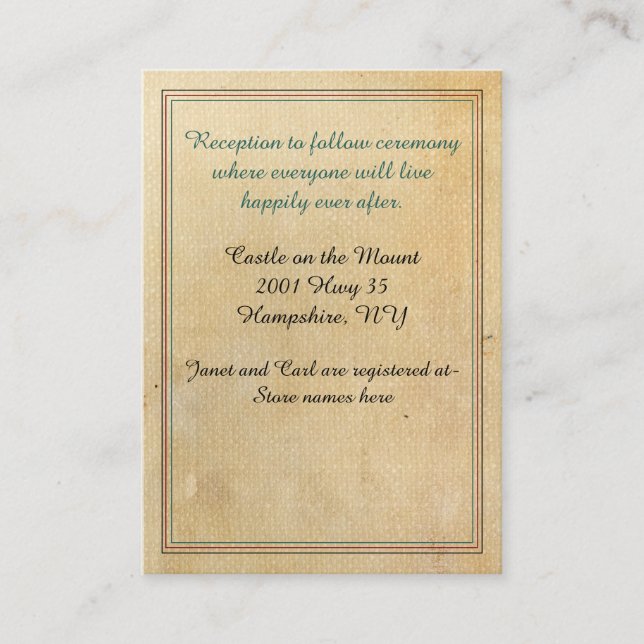 Carte D'accompagnement Fairy Tale Antique Look Informations Mariages (Devant)