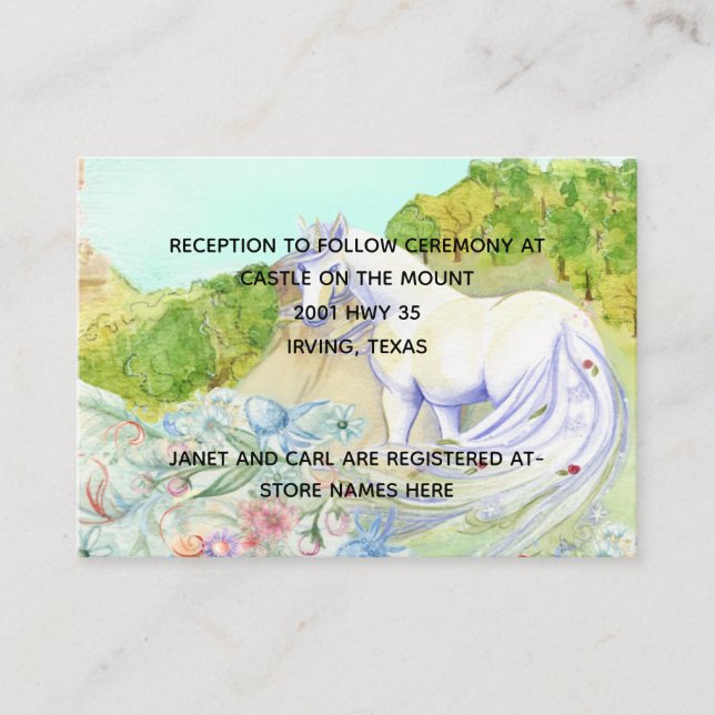 Carte D'accompagnement Fairy Tale Unicorn Mariage Information Card (Devant)