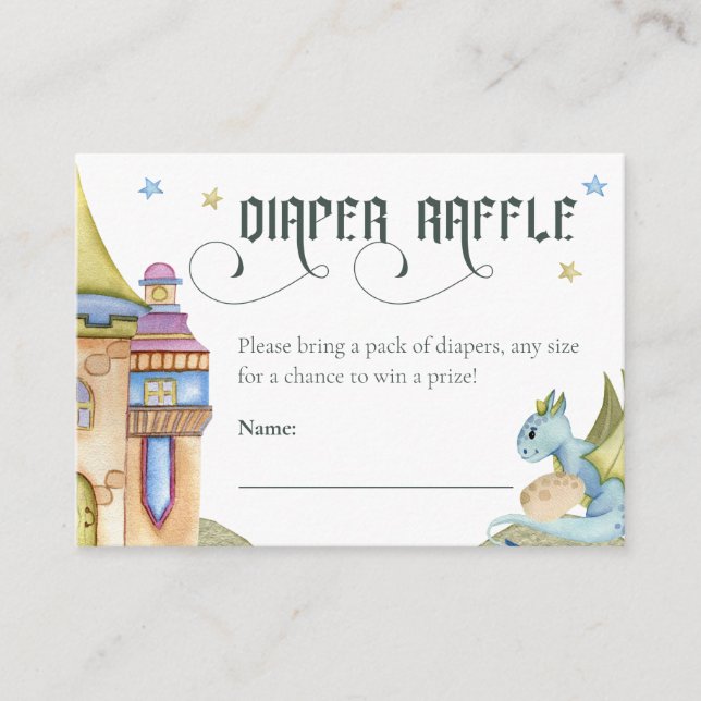 Carte D'accompagnement Fairytale Dragon Diaper Baby shower Raffle (Devant)