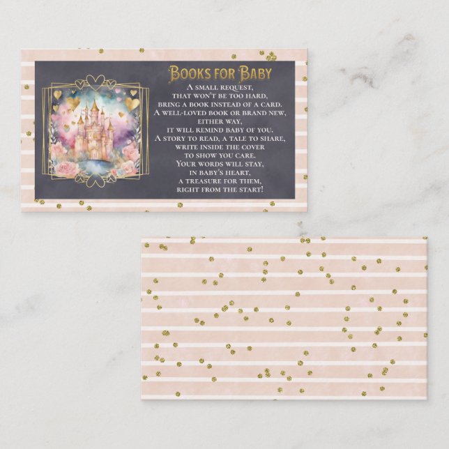 Carte D'accompagnement Fairytale Princess Baby shower Livres pour bébé (Devant / Derrière)