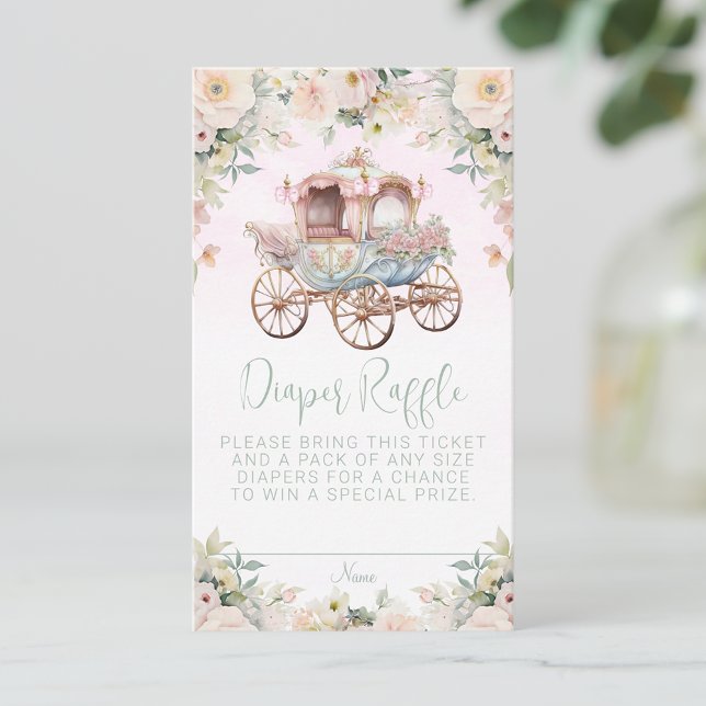 Carte D'accompagnement Fairytale Princess Carriage Raffle (Pretty fairytale princess diaper raffle cards. You can change the text.)
