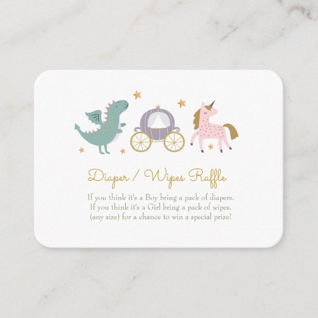 Carte D'accompagnement Fairytale Princess Diaper / Wipes Raffle Card (Devant)