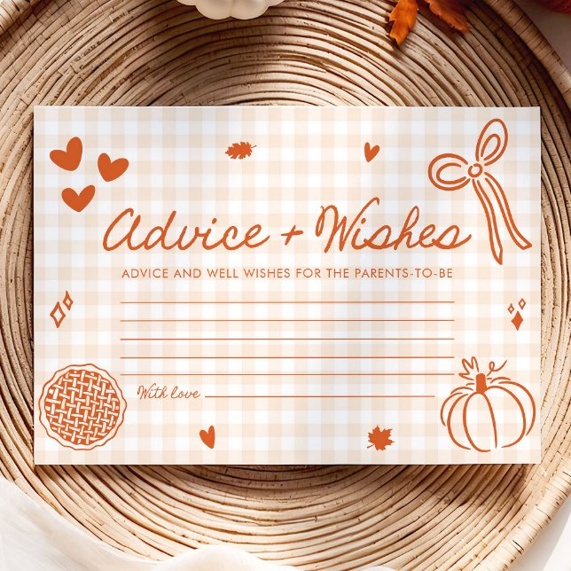 Carte D'accompagnement Fall Cutie Pie Conseils et souhaits Baby shower Je (Hand Drawn Fall Cutie Pie Advice and Wishes Baby Shower Game )