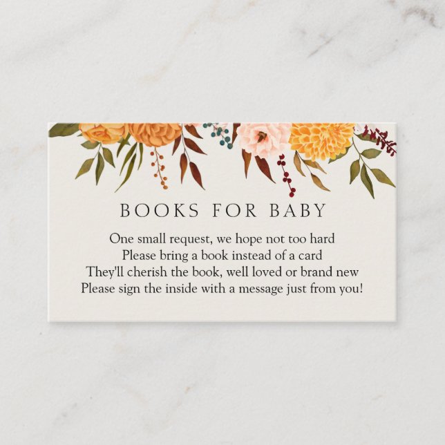 Carte D'accompagnement Fall Florals Mums Livres pour Baby insert card (Devant)