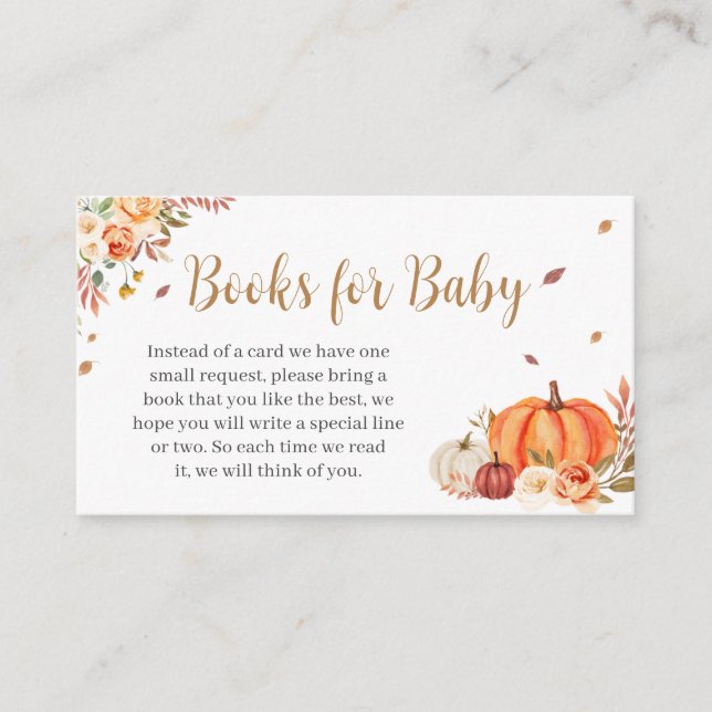 Carte D'accompagnement Fall In Love Orange Livres Citrouilles pour bébé (Devant)