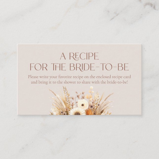 Carte D'accompagnement Fall In Love Recette pour la mariée à être (Devant)
