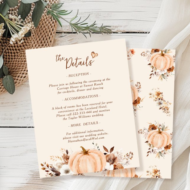 Carte D'accompagnement Fall Terracotta Floral Détails du Mariage (Créateur téléchargé)