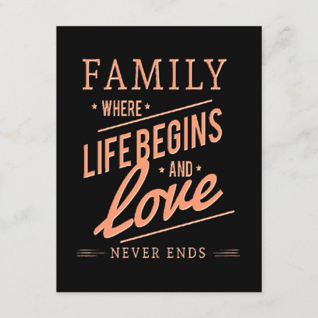 Carte D'accompagnement FAMILLE Où La Vie Commence Et L'Amour Ne Se Termin (Devant)