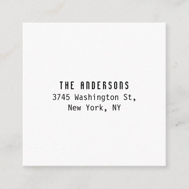 Carte D'accompagnement Family Name Modern Plain Professional Black White (Devant)