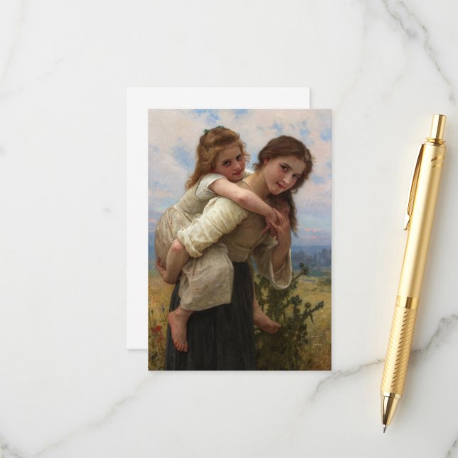 Carte D'accompagnement Fardeau agréable par William Adolphe Bouguereau (Devant/Arrière en situation)