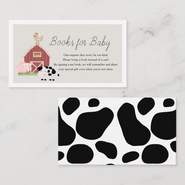 Carte D'accompagnement Farm Animaux Barnyard Beige Livres pour Baby showe (Devant / Derrière)