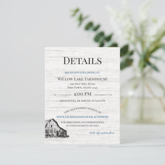 Carte D'accompagnement Farmhouse Country Grange Croquis Détails Info Encl (Debout devant)