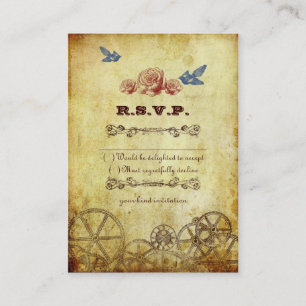 Carte D'accompagnement Faux Antique Gold Victorian Steampunk Mariage