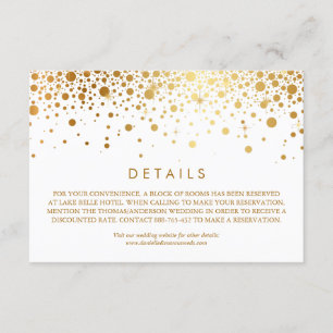 Carte D'accompagnement Faux Gold Foil Confetti White Mariage Détails