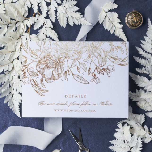 Carte D'accompagnement Faux Gold Foil Main Florale Creutée Élégante Maria (Créateur téléchargé)