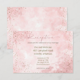 Carte D'accompagnement Faux Gold Parties scintillant & Pink Modern Récept