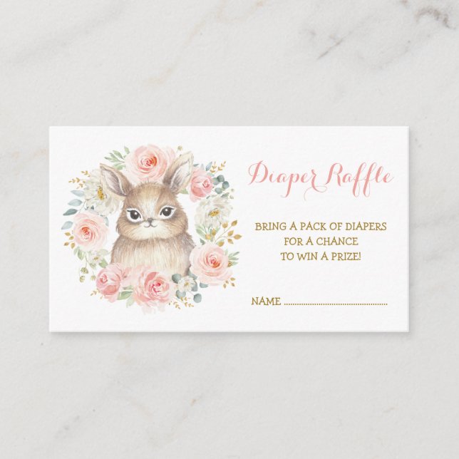 Carte D'accompagnement Feminine Bunny Blush Floral Diaper Raffle (Devant)
