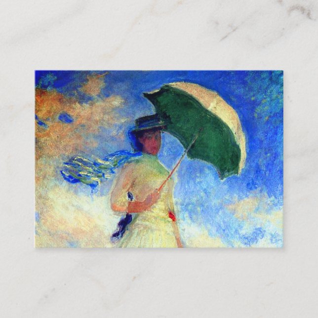 Carte D'accompagnement Femme Monet avec un parasol face droit (Devant)