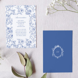 Carte D'accompagnement Fench Blue Chinoiserie Toile Mariage Hébergement