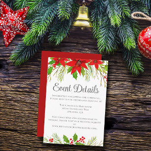 Carte D'accompagnement Festive Red Floral Christmas Mariage détails de l'