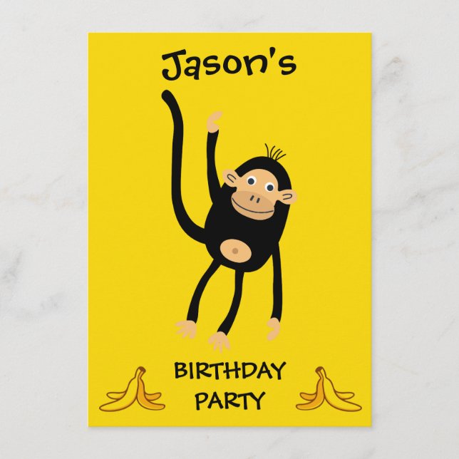 Carte D'accompagnement Fête d'anniversaire des petits singes (Devant)