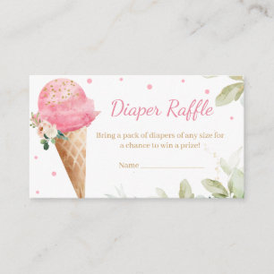 Carte D'accompagnement Fête de Bébé au Cornet de Glace Rose Tirage au Sor