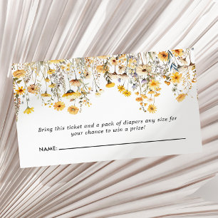 Carte D'accompagnement Fête de Bébé Bohème Fleur Sauvage Jaune Tirage au