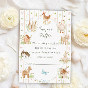 Carte D'accompagnement Fête de Bébé de Ferme Peinte à la Main Diaper Raff