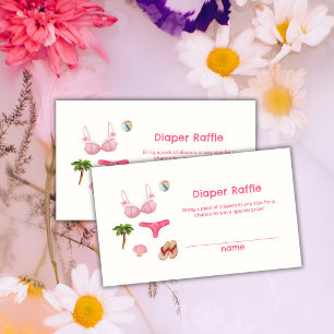 Carte D'accompagnement Fête de Bébé Été Rose Fainéant de Plage Couche Béb