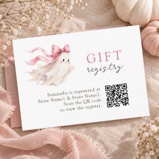 Carte D'accompagnement Fête de Bébé Fille Rose Little Boo Cadeau Qr Regis