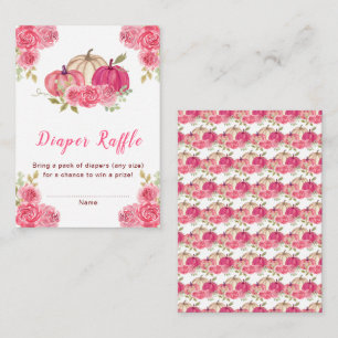 Carte D'accompagnement Fête de Bébé Fleurs Rose Chaud Citrouilles Tirage 