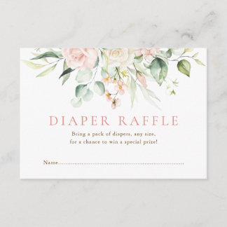 Carte D'accompagnement Fête de Bébé Fleurs Rose Tendres Tirage au Sort Co