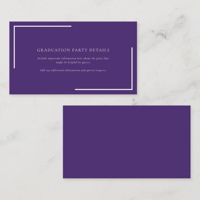 Carte D'accompagnement Fête de graduation en violet géométrique moderne (Devant / Derrière)