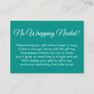 Carte D'accompagnement Fête de l'mariée simple Jade "No Wrapping Needed"