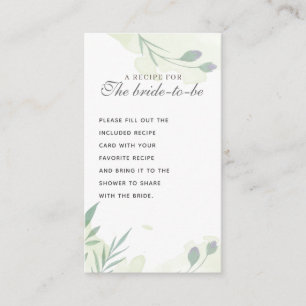 Carte D'accompagnement Fête de l'mariée verte Rustique Floral Minty Recet