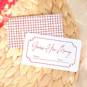 Carte D'accompagnement Fête de mariage fantaisiste rouge Devinez combien