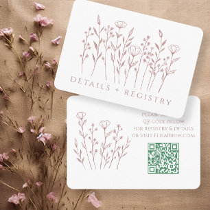 Carte D'accompagnement Fête de Mariée aux Fleurs Sauvages Délicatement Di