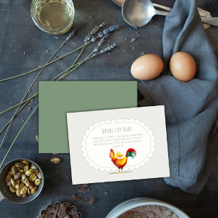 Carte D'accompagnement Fête de naissance Bébé Livres Poule Coq Cottagecor