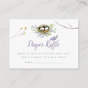 Carte D'accompagnement Fête de naissance jumeaux Diaper Raffle Nid d'oise