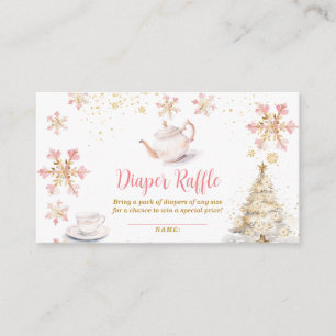 Carte D'accompagnement Fête de thé d'hiver rose Baby Shower Tirage au sor