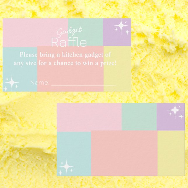 Carte D'accompagnement Fête des mariées au carrelage Pastel Gadget (Pastel Gadget Raffle Bridal Shower Enclosure Card)