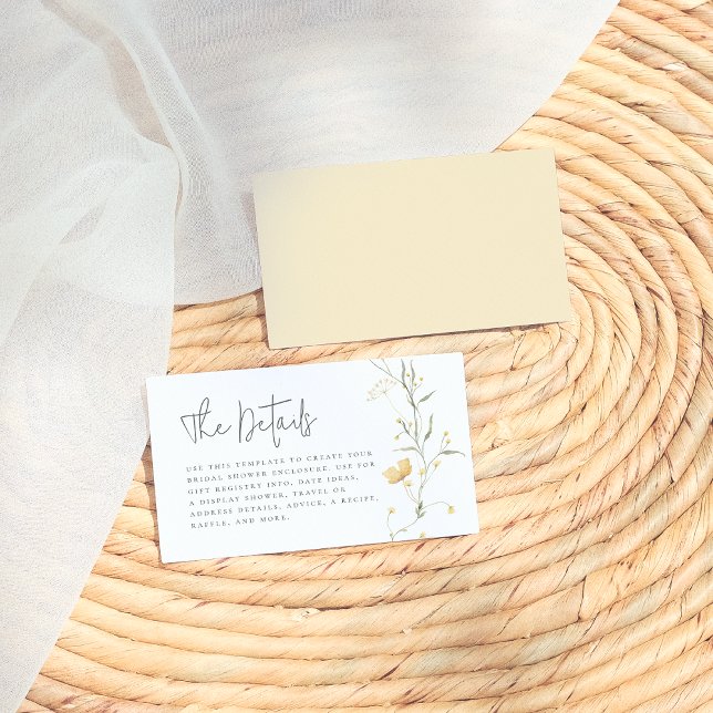 Carte D'accompagnement Fête des mariées Boho Elegant Fleur sauvage Jaune (Créateur téléchargé)