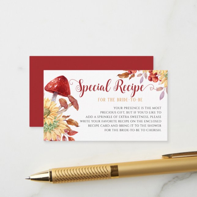 Carte D'accompagnement Fête des mariées d'automne Demande de recette de c (Devant/Arrière en situation)