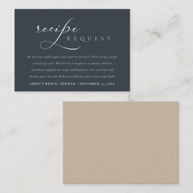 Carte D'accompagnement Fête des mariées de demande de recette de script B (Devant / Derrière)