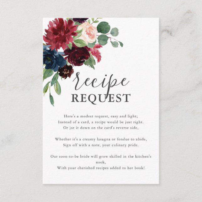 Carte D'accompagnement Fête des mariées de demande de recette florale Boh (Devant)