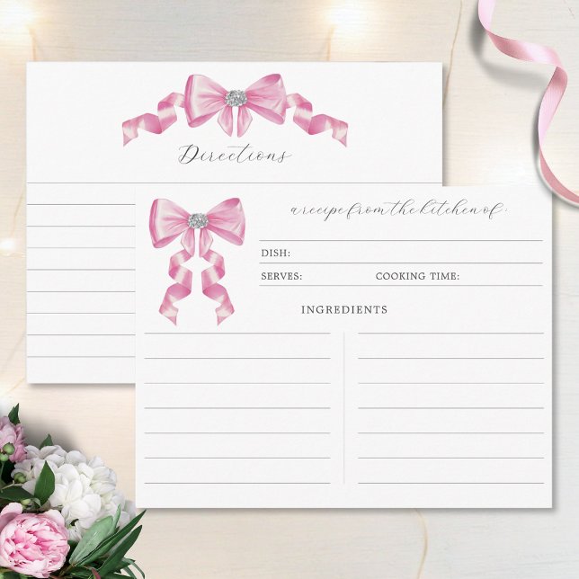 Carte D'accompagnement Fête des mariées de glam chic Bow rose Recette (Créateur téléchargé)
