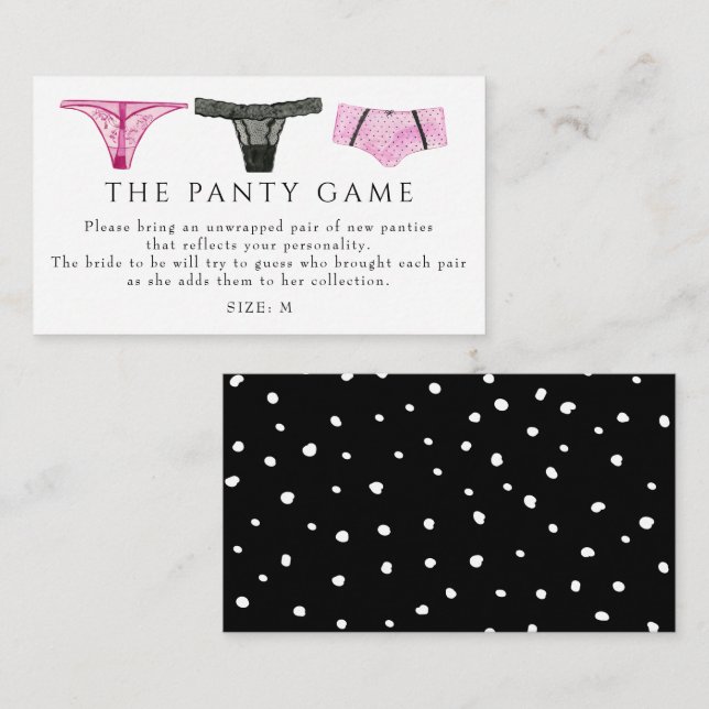 Carte D'accompagnement Fête des mariées de jeu Lingerie Panties (Devant / Derrière)