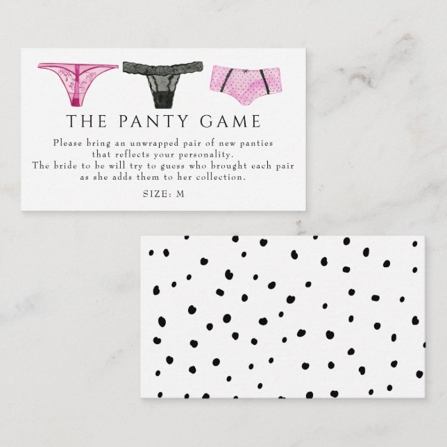 Carte D'accompagnement Fête des mariées de jeu Lingerie Panties (Devant / Derrière)