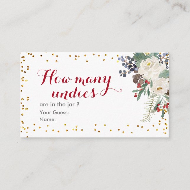 Carte D'accompagnement Fête des mariées de Noël d'hiver Combien de Undies (Devant)