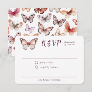 Carte D'accompagnement Fête des mariées de papillons Élégante CUSTOM RSVP